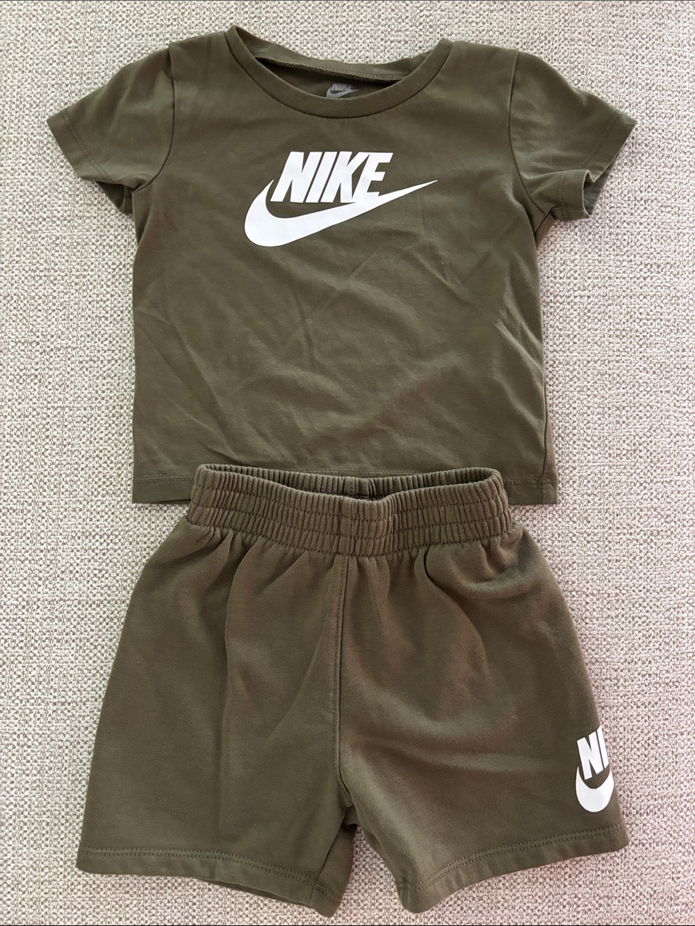 Nike Olive Green Logo Tee and Shorts Set